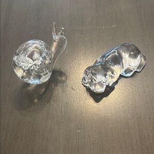 Princess House Lead Crystal Snail and Dog Figurine